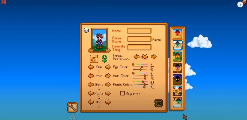 Stardew Valley apk farm selection option chart